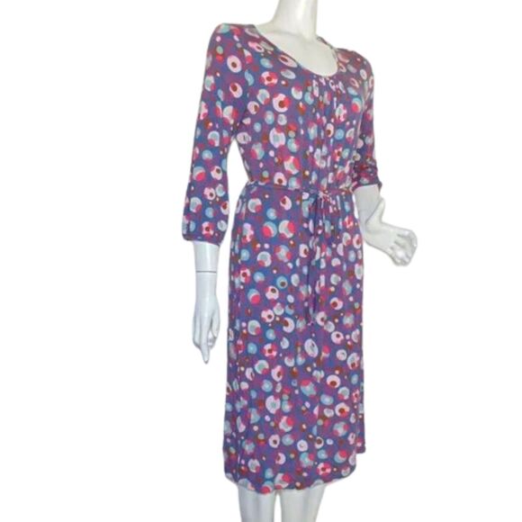 BODEN Dress, 10, Jersey, Multicolor circles/Polka dots, sash, 3/4 sleeves - Picture 3 of 15